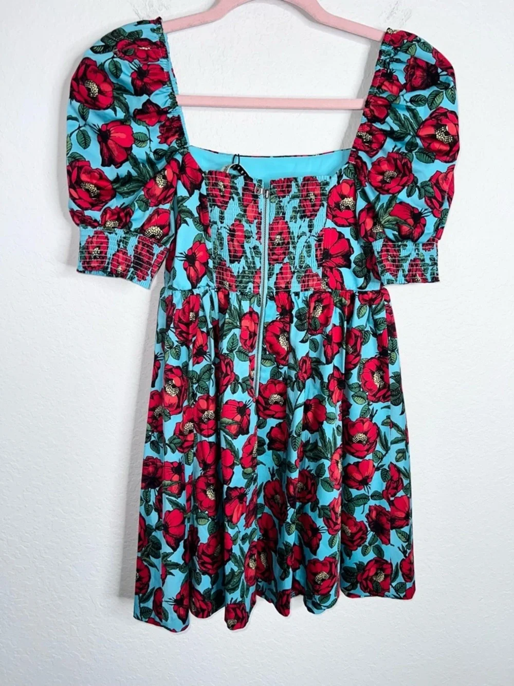 Alice + Olivia Mini Dress Woman Size 0 Beach Bliss Aqua Reyna Floral Empire B12